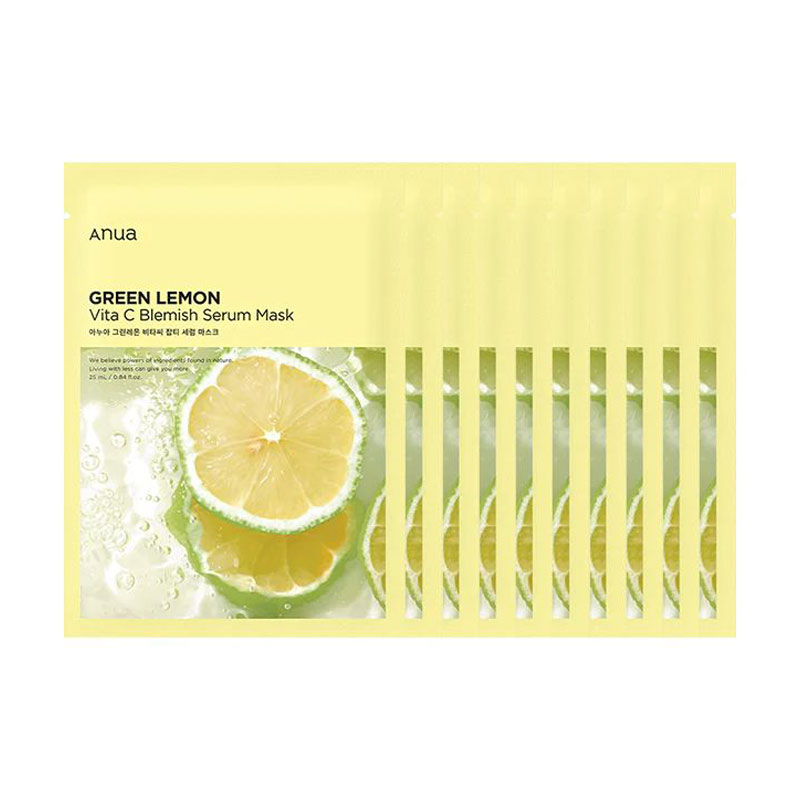Освітлювальна тканинна маска для обличчя Anua Green Lemon Vita C Blemish Serum Mask, 10*25 мл